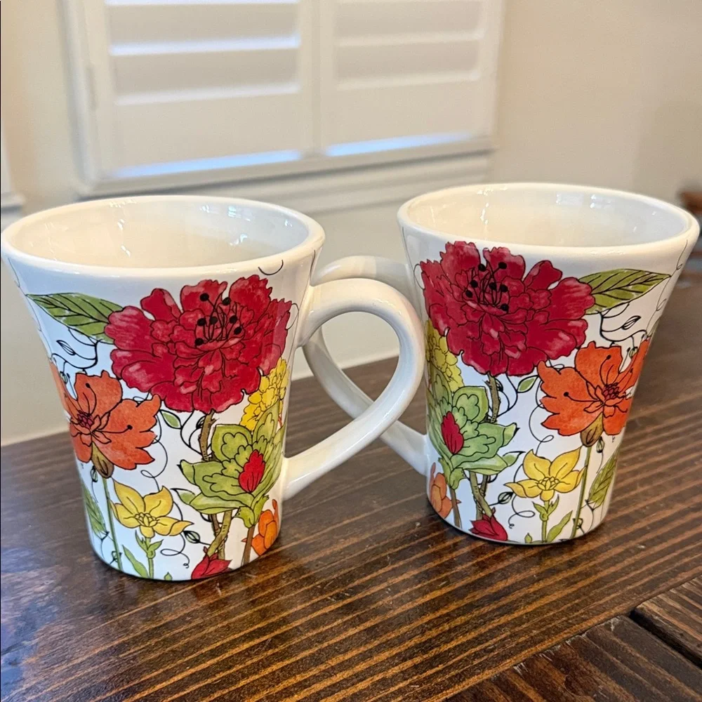 Certified International Vibrant Floral Mugs - Red, Orange, Yellow, Green - Picture 5 of 6